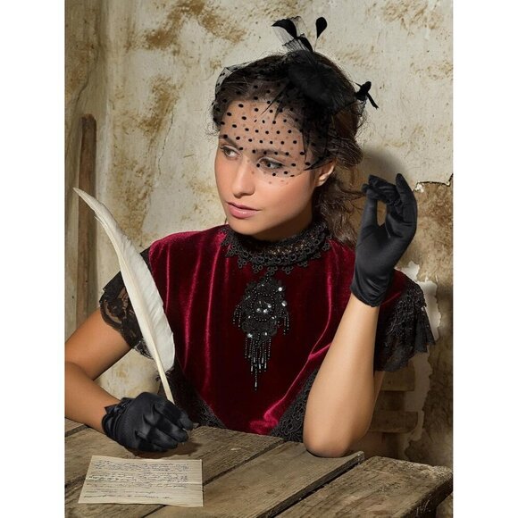 Fascinator Hat Lace Gloves Veil Headpiece for Women Funeral Tea Party Elegant